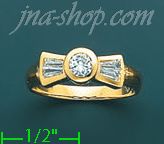 14K Gold High Polished Ladies' CZ Ring - Click Image to Close