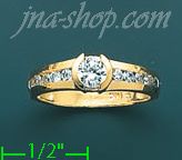 14K Gold High Polished Ladies' CZ Ring - Click Image to Close