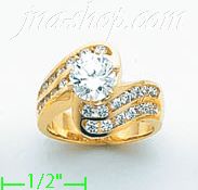 14K Gold High Polished Ladies' CZ Ring - Click Image to Close