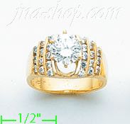 14K Gold High Polished Ladies' CZ Ring - Click Image to Close