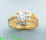 14K Gold High Polished Ladies' CZ Ring - Click Image to Close