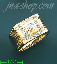 14K Gold Men's CZ Ring - Click Image to Close