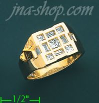 14K Gold Men's CZ Ring - Click Image to Close