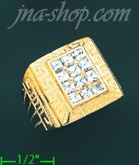 14K Gold Men's CZ Ring - Click Image to Close