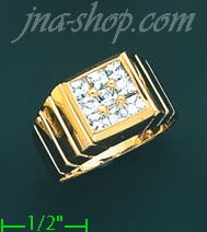 14K Gold Men's CZ Ring - Click Image to Close