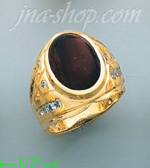 14K Gold Men's Tigereye CZ Ring - Click Image to Close