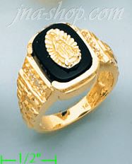 14K Gold Men's Onyx CZ Ring - Click Image to Close