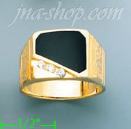 14K Gold Men's Onyx CZ Ring - Click Image to Close