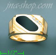 14K Gold Men's Onyx CZ Ring - Click Image to Close