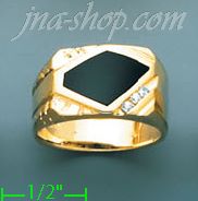 14K Gold Men's Onyx CZ Ring - Click Image to Close