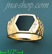 14K Gold Men's Onyx CZ Ring - Click Image to Close