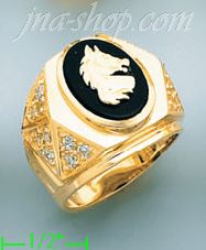 14K Gold Men's Onyx CZ Ring - Click Image to Close