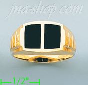 14K Gold High Polished Onyx Ring - Click Image to Close