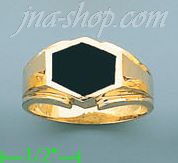 14K Gold High Polished Onyx Ring - Click Image to Close