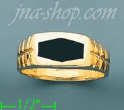 14K Gold High Polished Onyx Ring - Click Image to Close