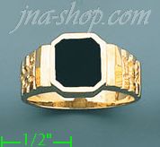 14K Gold High Polished Onyx Ring - Click Image to Close