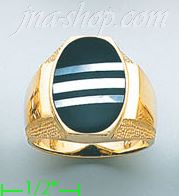 14K Gold Men's Color Stone Ring - Click Image to Close