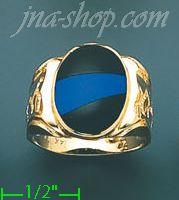 14K Gold Men's Color Stone Ring - Click Image to Close