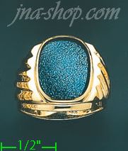 14K Gold Men's Color Stone Ring - Click Image to Close