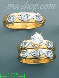 14K Gold CZ Wedding Set Rings - Click Image to Close