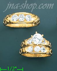 14K Gold CZ Wedding Set Rings - Click Image to Close