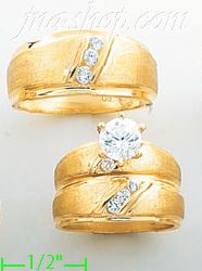 14K Gold CZ Wedding Set Rings - Click Image to Close