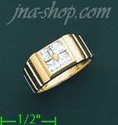 14K Gold Men's CZ Ring - Click Image to Close