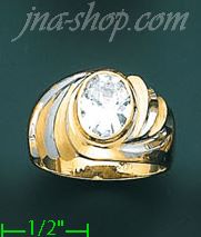 14K Gold Men's CZ Ring - Click Image to Close