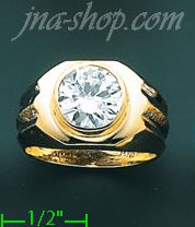 14K Gold Men's CZ Ring - Click Image to Close