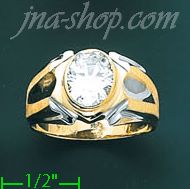 14K Gold Men's CZ Ring - Click Image to Close