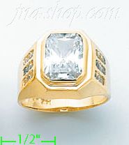 14K Gold Men's CZ Ring - Click Image to Close