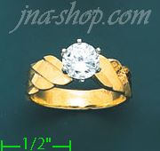 14K Gold Channel & Solitaire Ring - Click Image to Close