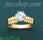 14K Gold Channel & Solitaire Ring - Click Image to Close