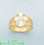 14K Gold Cross in Circle Baby Ring - Click Image to Close