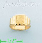 14K Gold Diamond-cut Baby Ring w/Square Satin Finish in the Midl - Click Image to Close