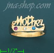 14K Gold Mother's CZ Ring - Click Image to Close