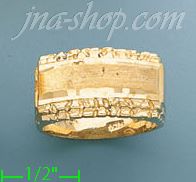14K Gold Nugget ID Dia-Cut Ring - Click Image to Close