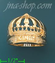 14K Gold "KING" Crown Dia-Cut Ring - Click Image to Close