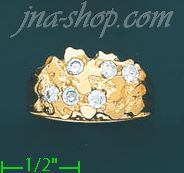 14K Gold Nugget Dia-Cut Ring - Click Image to Close