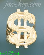 14K Gold Dollar Money Sign Dia-Cut Ring - Click Image to Close