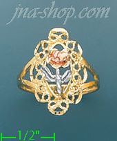 14K Gold 3Color Dia-Cut Ring - Click Image to Close