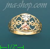 14K Gold 3Color Dia-Cut Ring - Click Image to Close