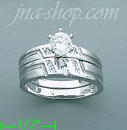 14K Gold CZ Wedding Set Ring - Click Image to Close