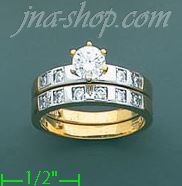 14K Gold CZ Wedding Set Ring - Click Image to Close