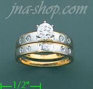 14K Gold CZ Wedding Set Ring - Click Image to Close