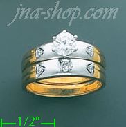 14K Gold CZ Wedding Set Ring - Click Image to Close