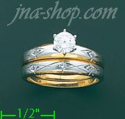 14K Gold CZ Wedding Set Ring - Click Image to Close