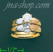 14K Gold CZ Wedding Set Ring - Click Image to Close