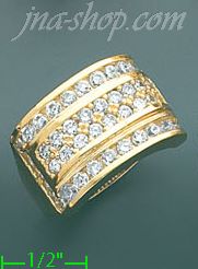 14K Gold High Polished Men's CZ Ring - Click Image to Close