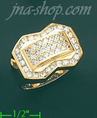 14K Gold High Polished Men's CZ Ring - Click Image to Close